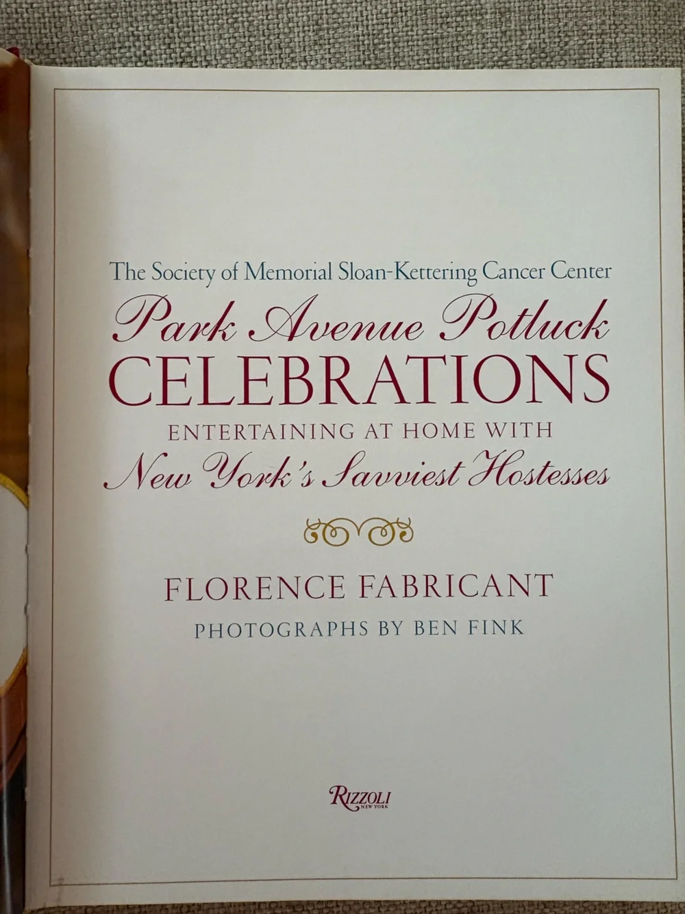 Park Avenue Potluck Celebrations HC Rizzoli Memorial Sloan Kettering 2009